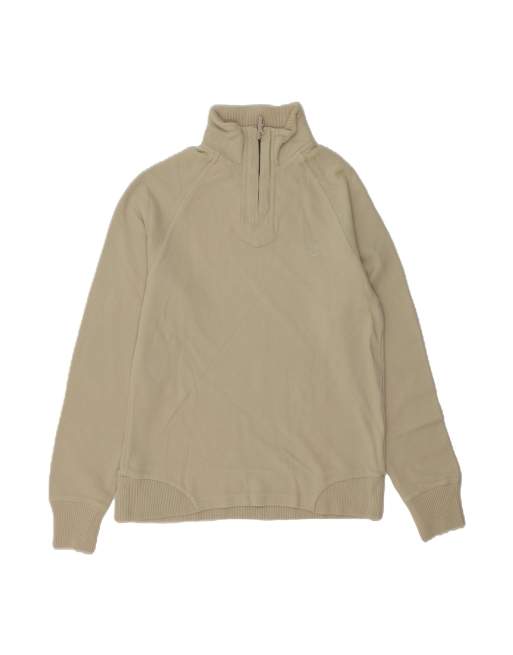 Vintage Timberland Tall Zip Neck Sweatshirt Jumper Small In Beige