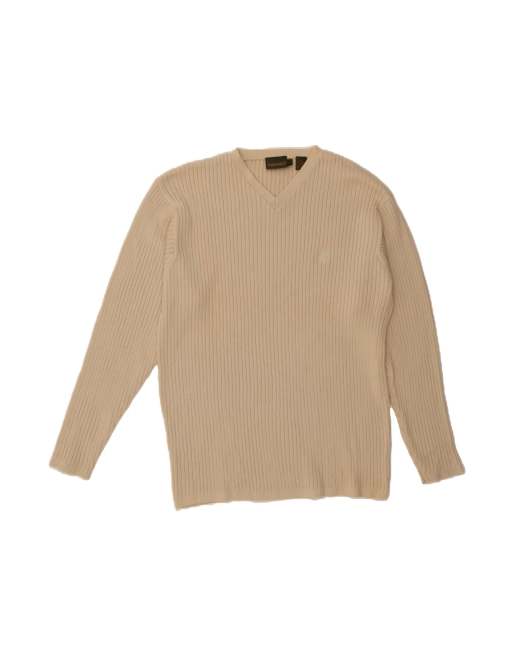 Vintage Timberland V-neck Jumper Sweater Large In Beige