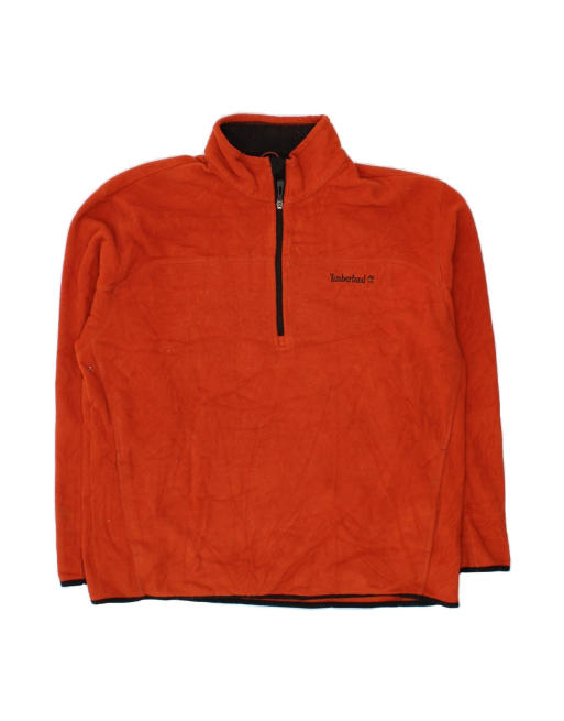 Vintage Timberland Zip Neck Fleece Jumper XL In Orange
