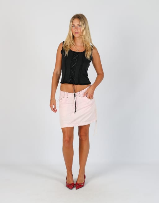 Vintage Timeout S woven mini skirt in baby pink