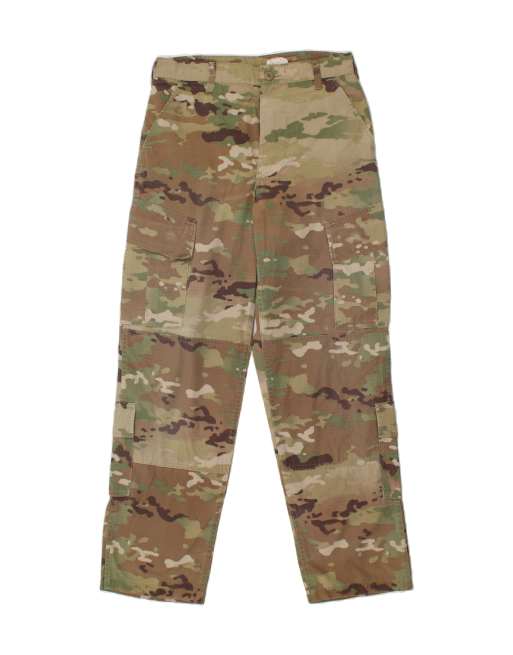 Vintage Time's Up Vintage Size W32 L36 Camouflage Straight Cargo Trousers in Khaki
