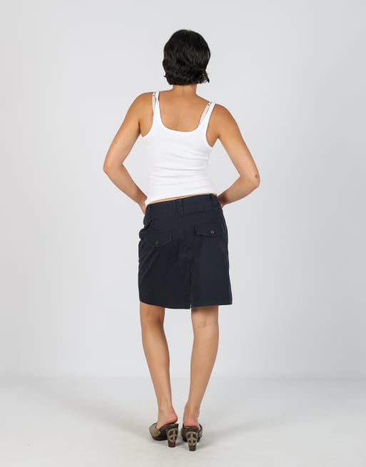 Vintage Tom Tailor L woven midi skirt in blue, 3 of 4