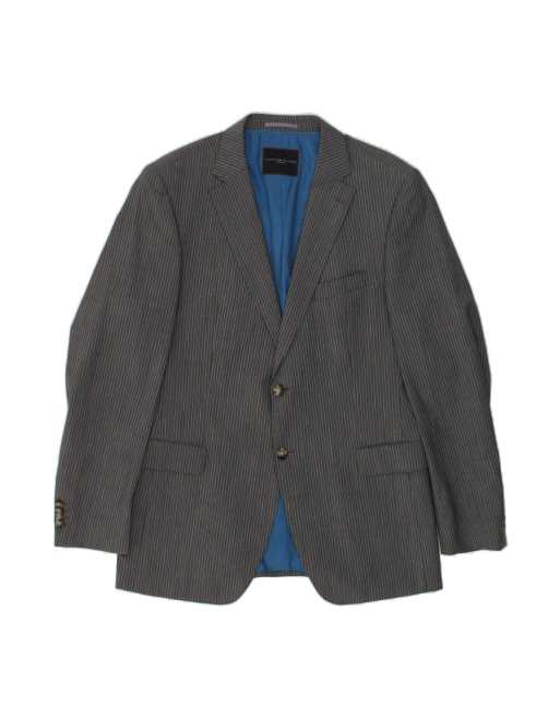 Vintage Tommy Hilfiger 2 Button Blazer Jacket It 54 2XL In Grey Pinstripe
