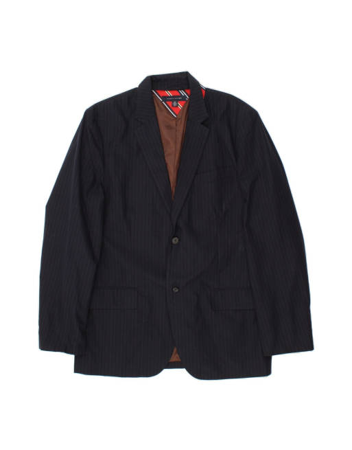 Vintage Tommy Hilfiger 2 Button Blazer Jacket UK 40 Large In Blue Striped