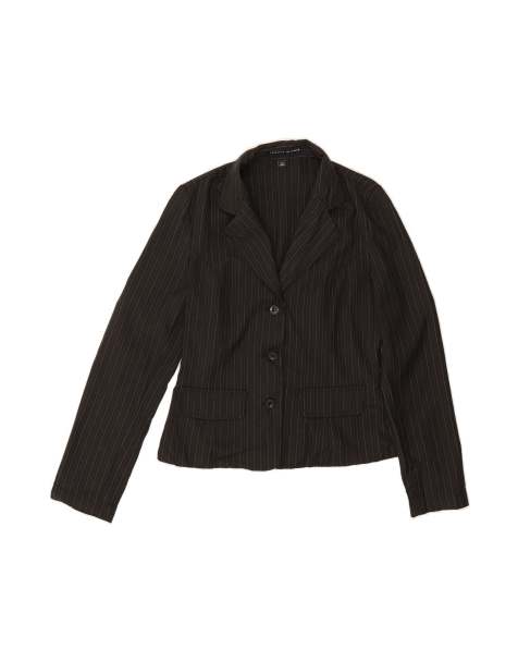 Vintage Tommy Hilfiger 3 Button Blazer Jacket UK 14 Medium In Black Pinstripe - view 1