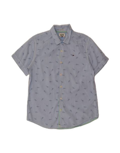 Vintage Tommy Hilfiger Abstract Pattern Short Sleeve Shirt XL In Blue - view 1