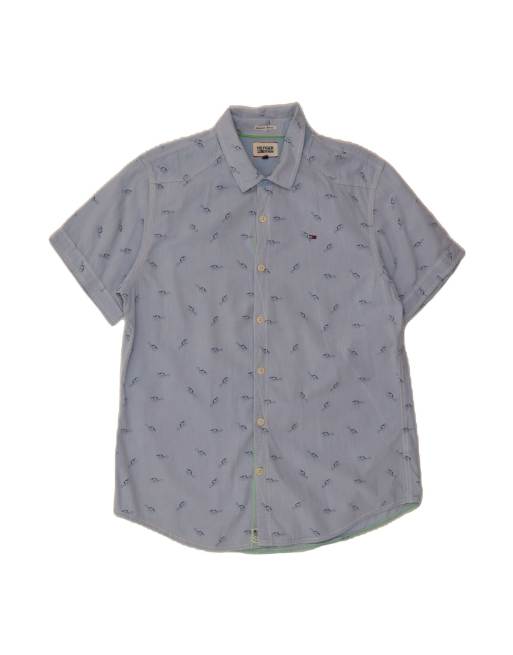 Vintage Tommy Hilfiger Abstract Pattern Short Sleeve Shirt XL In Blue