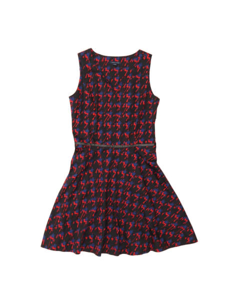 Vintage Tommy Hilfiger Abstract Pattern Swing Dress US 6 Medium In Red - view 1