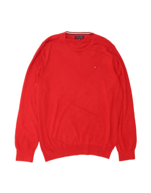 Vintage Tommy Hilfiger Big & Tall Crew Neck Jumper Sweater 2XL In Red