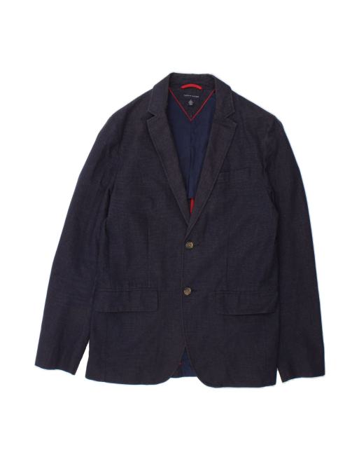 Vintage Tommy Hilfiger Blazer Jacket UK 38 Medium In Blue Pinstripe