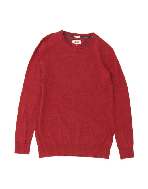 Vintage Tommy Hilfiger Boat Neck Jumper Sweater Large In Red