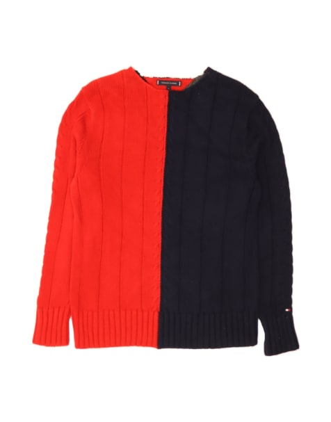 Vintage Tommy Hilfiger Boat Neck Jumper Sweater Medium In Blue Colourblock - view 1