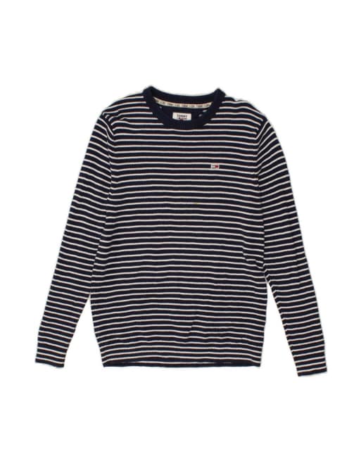 Vintage Tommy Hilfiger Boat Neck Jumper Sweater Medium In Blue Striped