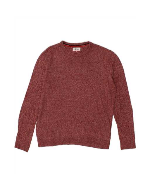 Vintage Tommy Hilfiger Boat Neck Jumper Sweater Medium In Maroon Flecked