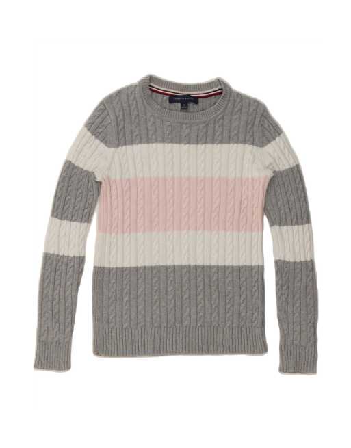 Vintage Tommy Hilfiger Boat Neck Jumper Sweater UK 10 Small In Grey