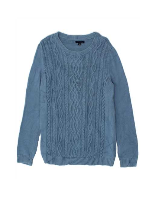 Vintage Tommy Hilfiger Boat Neck Jumper Sweater UK 12 Medium In Blue