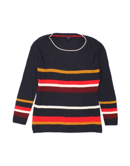 Vintage Tommy Hilfiger Boat Neck Jumper Sweater Uk 14 Large In Blue