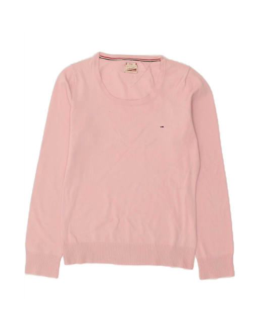 Vintage Tommy Hilfiger Boat Neck Jumper Sweater Uk 14 Large In Pink