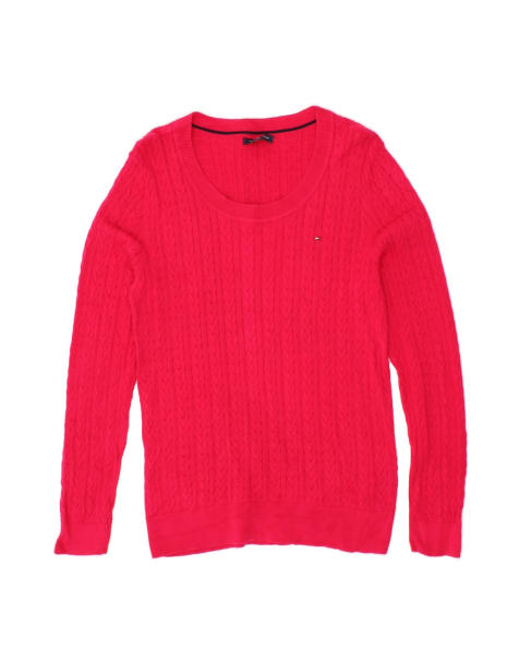 Vintage Tommy Hilfiger Boat Neck Jumper Sweater UK 14 Large In Pink - view 1
