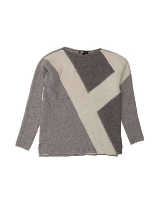 Vintage Tommy Hilfiger Boat Neck Jumper Sweater UK 14 Medium In Grey
