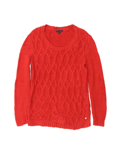 Vintage Tommy Hilfiger Boat Neck Jumper Sweater UK 14 Medium In Red