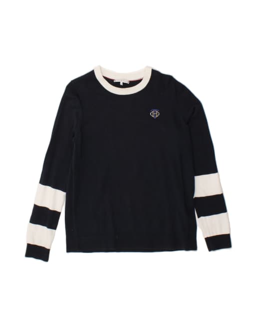 Vintage Tommy Hilfiger Boat Neck Jumper Sweater UK 16 Large In Blue