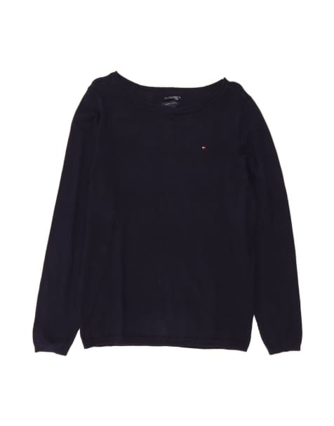 Vintage Tommy Hilfiger Boat Neck Jumper Sweater UK 16 Large In Blue - view 1