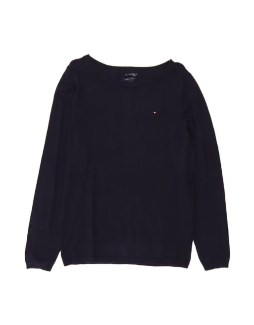 Vintage Tommy Hilfiger Boat Neck Jumper Sweater UK 16 Large In Blue