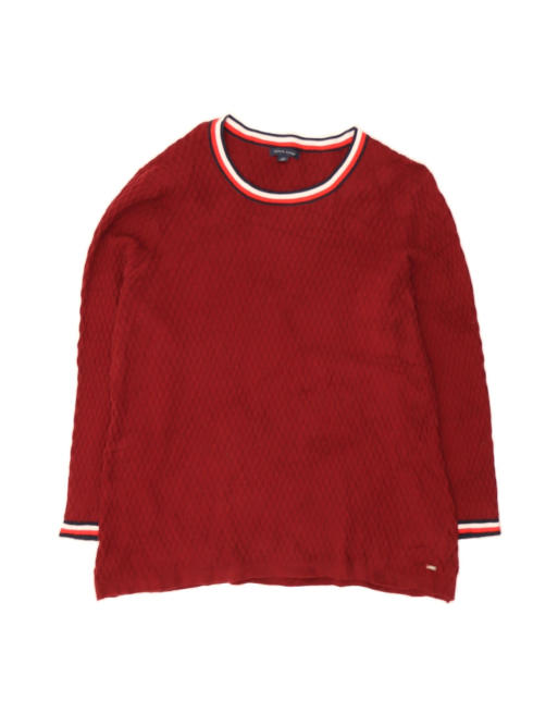 Vintage Tommy Hilfiger Boat Neck Jumper Sweater UK 18 XL In Red