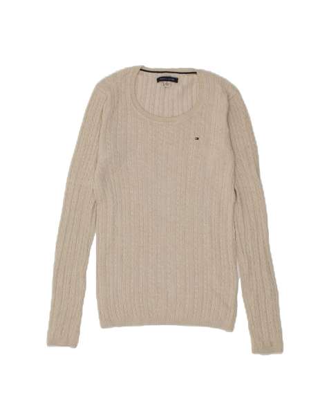 Vintage Tommy Hilfiger Boat Neck Jumper Sweater UK 6 XS In Beige - view 1