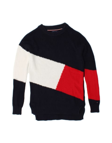Vintage Tommy Hilfiger Boat Neck Jumper Sweater UK 6 XS In Blue - view 1