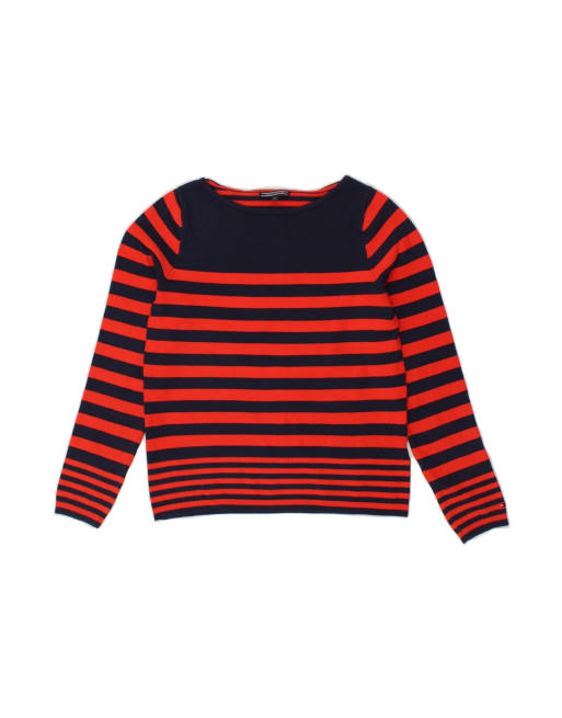 Vintage Tommy Hilfiger Boat Neck Jumper Sweater UK 6 XS In Red Striped