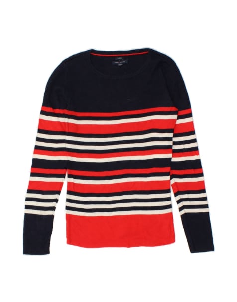 Vintage Tommy Hilfiger Boat Neck Jumper Sweater UK 6 XS In Red Striped - view 1