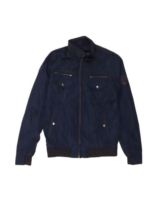 Vintage Tommy Hilfiger Bomber Jacket UK 38 Medium In Blue