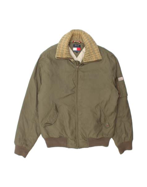 Vintage Tommy Hilfiger Bomber Jacket UK 38 Medium In Khaki - view 1