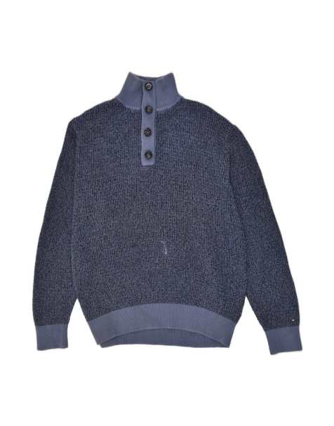 Vintage Tommy Hilfiger Button Neck Jumper Sweater XL In Grey - view 1