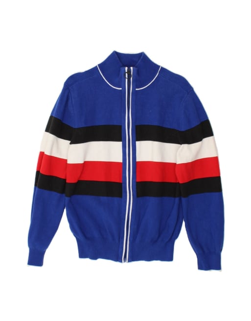 Vintage Tommy Hilfiger Cardigan Sweater Medium In Blue Colourblock