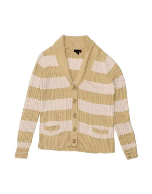 Vintage Tommy Hilfiger Cardigan Sweater UK 14 Large In Beige Striped