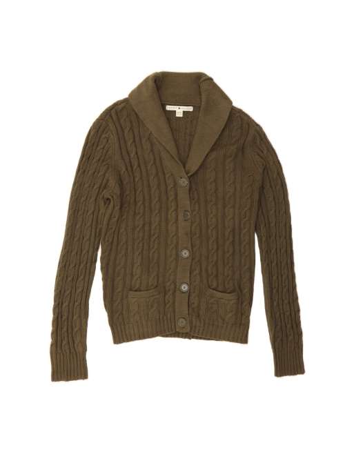 Vintage Tommy Hilfiger Cardigan Sweater UK 18 XL In Khaki
