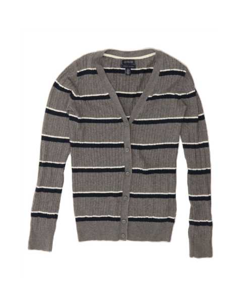 Vintage Tommy Hilfiger Cardigan Sweater UK 6 XS In Grey Striped - view 1