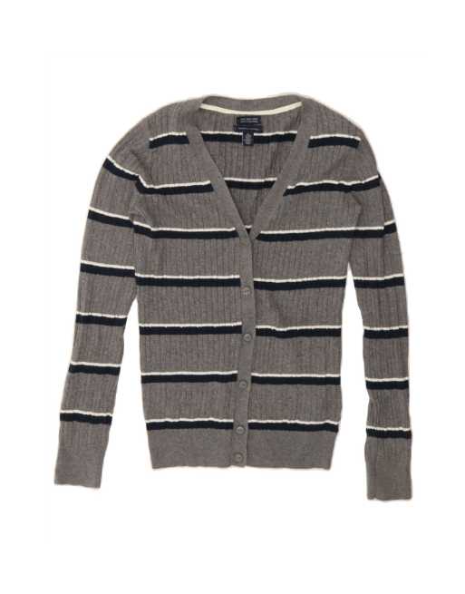 Vintage Tommy Hilfiger Cardigan Sweater UK 6 XS In Grey Striped