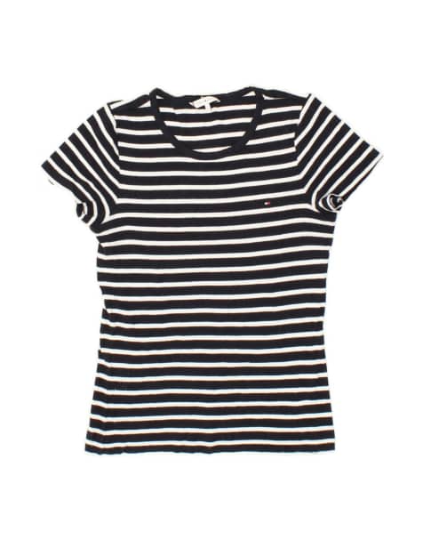 Vintage Tommy Hilfiger Cardigan Top Uk 14 Large In Blue Striped - view 1