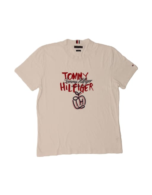 Vintage Tommy Hilfiger Casual Fit Graphic T-shirt Top Large In White