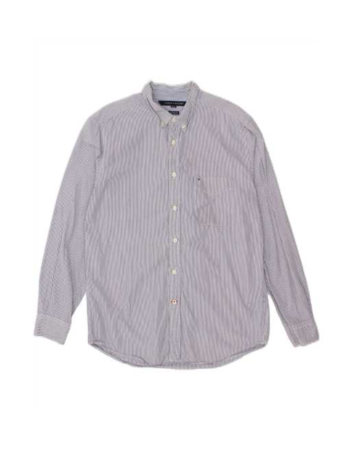 Vintage Tommy Hilfiger Classic Fit Shirt Large In Blue Pinstripe