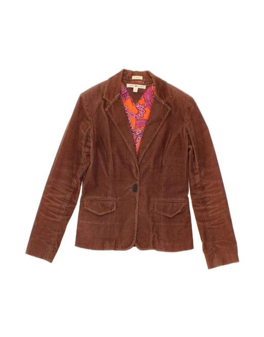Vintage Tommy Hilfiger Corduroy 1 Button Blazer Jacket US 6 Medium In Brown