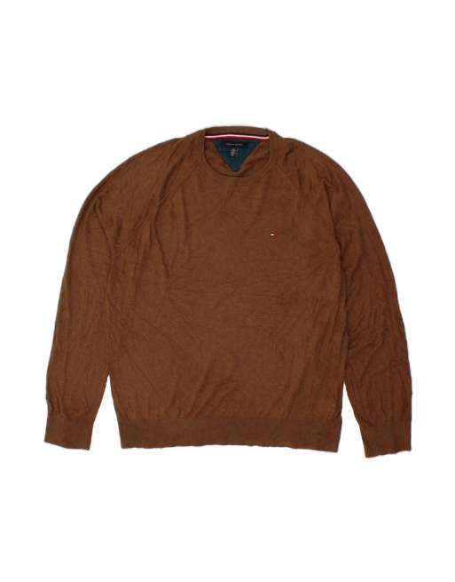 Vintage Tommy Hilfiger Crew Neck Jumper Sweater 2XL In Brown