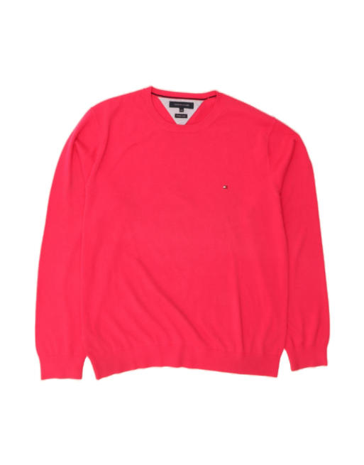 Vintage Tommy Hilfiger Crew Neck Jumper Sweater 2XL In Pink
