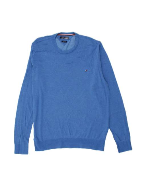 Vintage Tommy Hilfiger Crew Neck Jumper Sweater Large In Blue