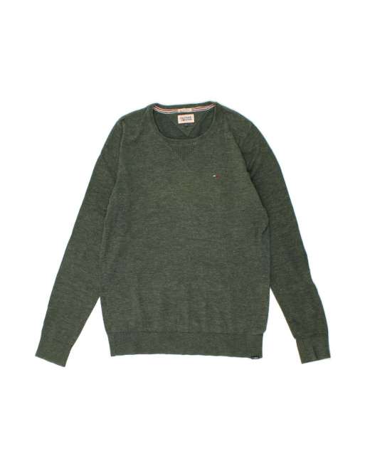 Vintage Tommy Hilfiger Crew Neck Jumper Sweater Large In Green