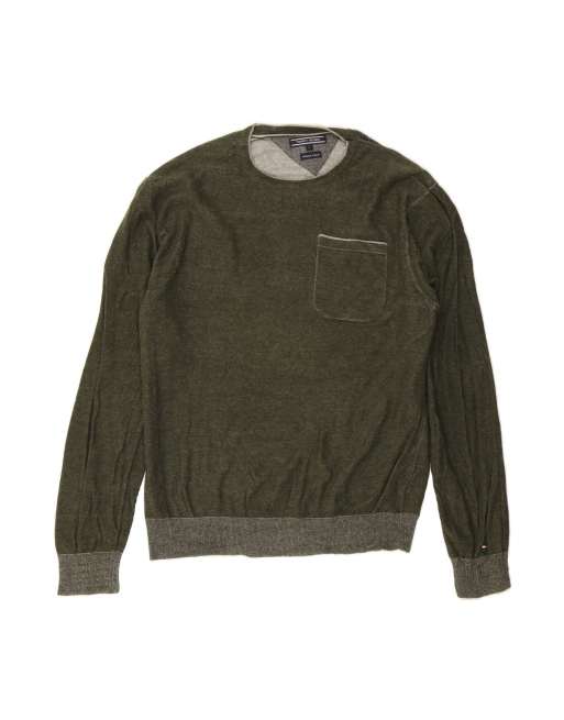 Vintage Tommy Hilfiger Crew Neck Jumper Sweater Large In Green
